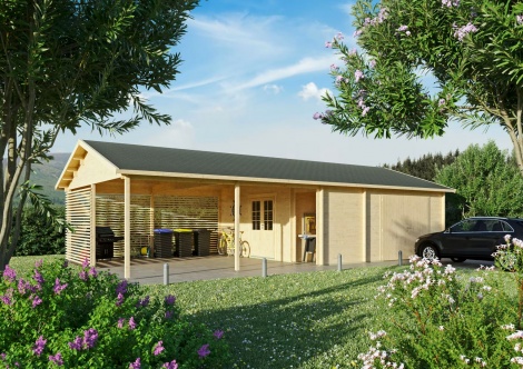 Puinen autotalli FREIBURG 44 | 11.8 x 6.4 m; 44 mm