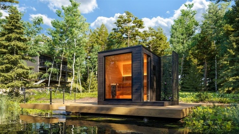 Korkealaatuinen sauna sähkökiukaalla KUUT M EL Premium |2.2x2.2m