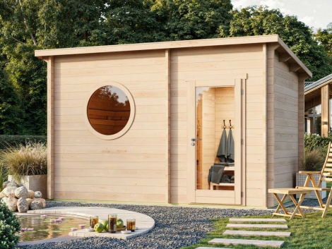 Sauna kahdella huoneella PIET 70 | 3.3 x 2.5 m; 70 mm